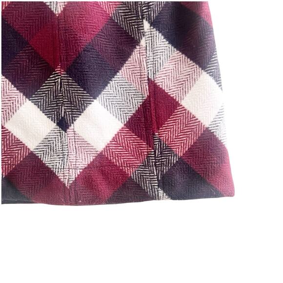 Free People Twiggy Herringbone Wool Like Mini Skirt Size 0 Maroon Ivory Boho - Picture 6 of 10